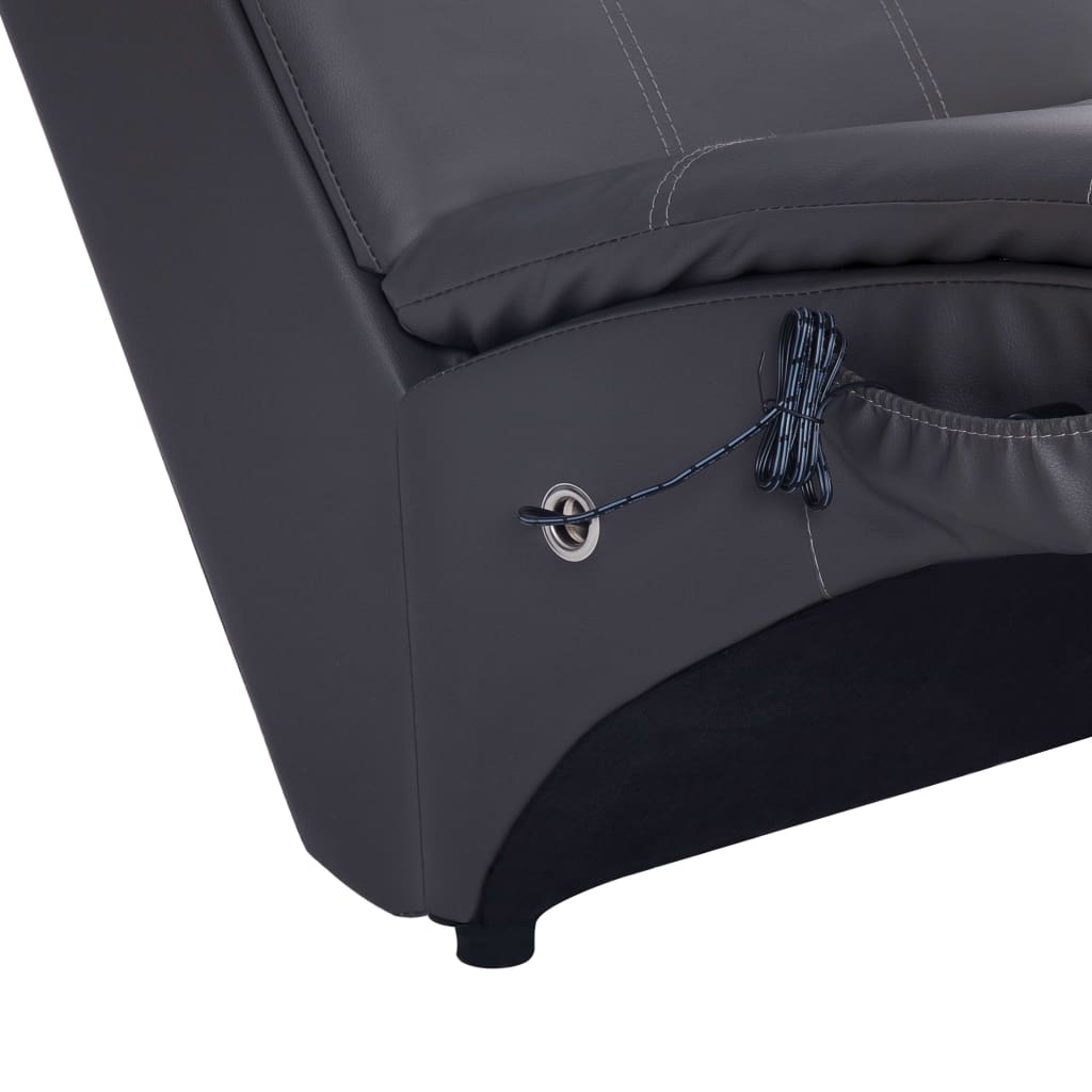 Massage lounger with cushion, grey, artificial leather