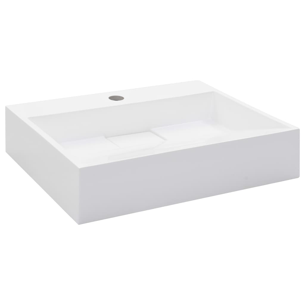 Sink, white, 50x38x13 cm, cast mineral conglomerate/marble