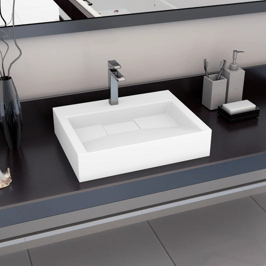 Sink, white, 60x38x11 cm, cast mineral conglomerate/marble