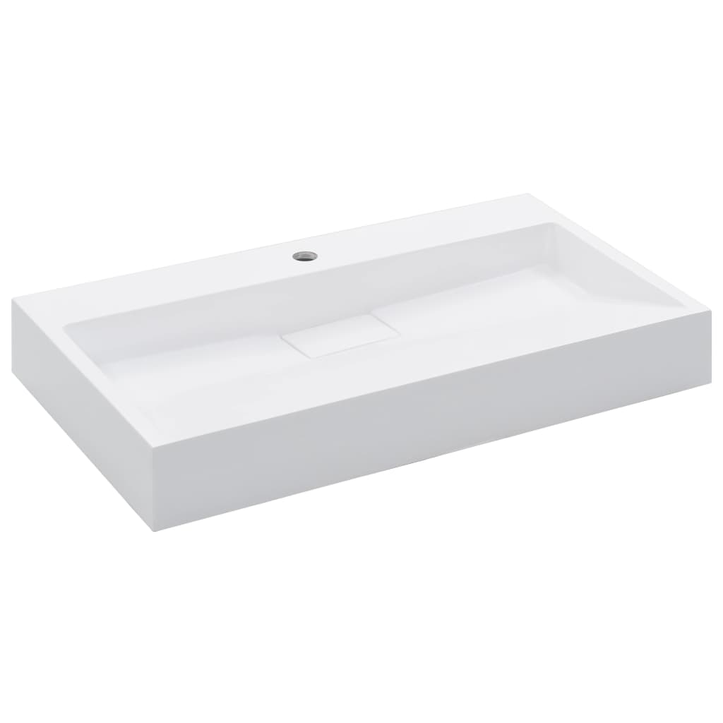 Sink, white, 80x46x11cm, cast mineral conglomerate/marble