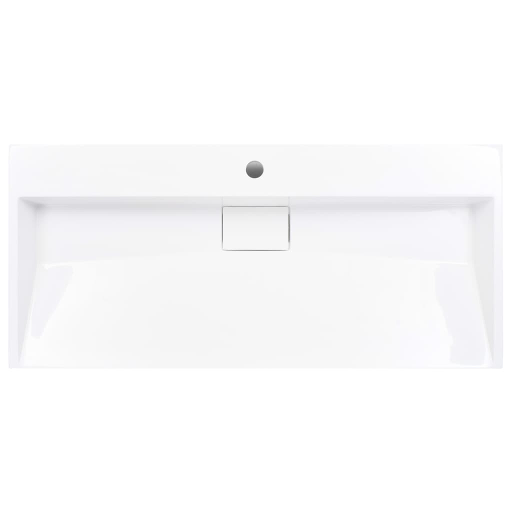 Sink, white, 100x46x11cm, cast mineral conglomerate/marble