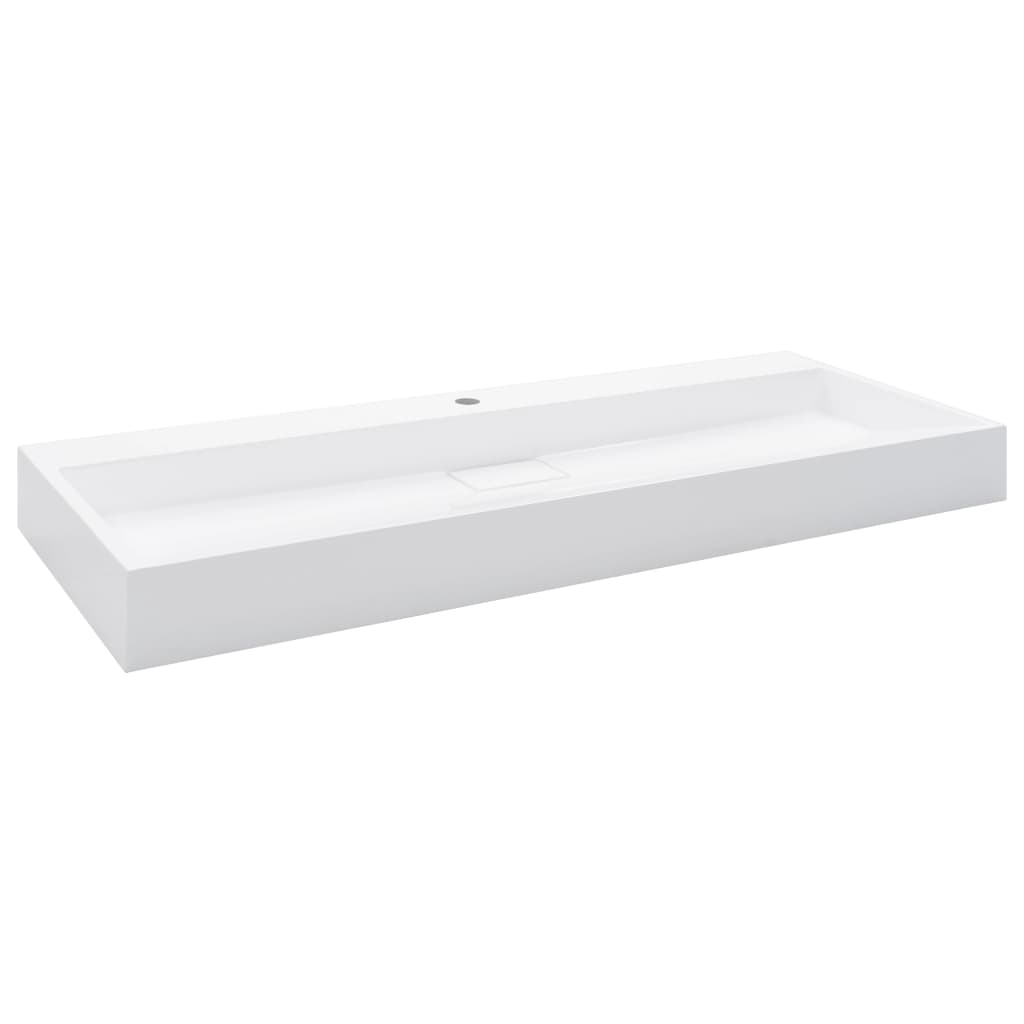 Sink, white, 120x46x11cm, cast mineral conglomerate/marble