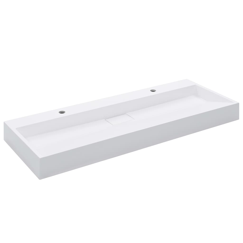 Sink, white, 120x46x11cm, cast mineral conglomerate/marble