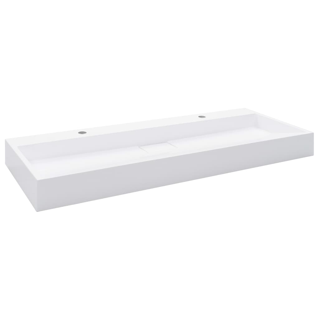 Sink, white, 120x46x11cm, cast mineral conglomerate/marble