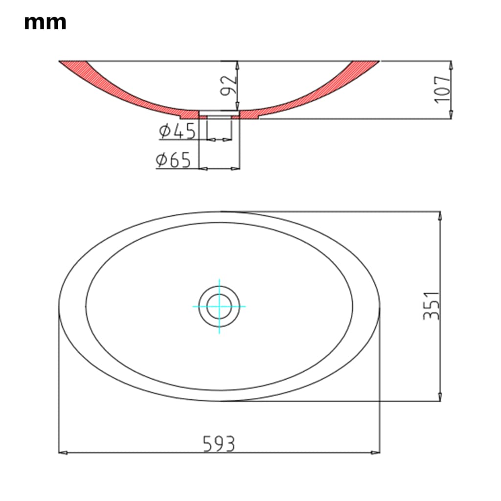 Sink, white, 59.3 x 35.1 x 10.7 cm, mineral/marble composite