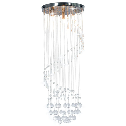 Chandelier with crystal beads, silver, spiral, G9