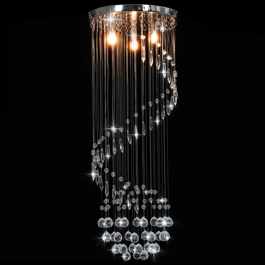 Chandelier with crystal beads, silver, spiral, G9