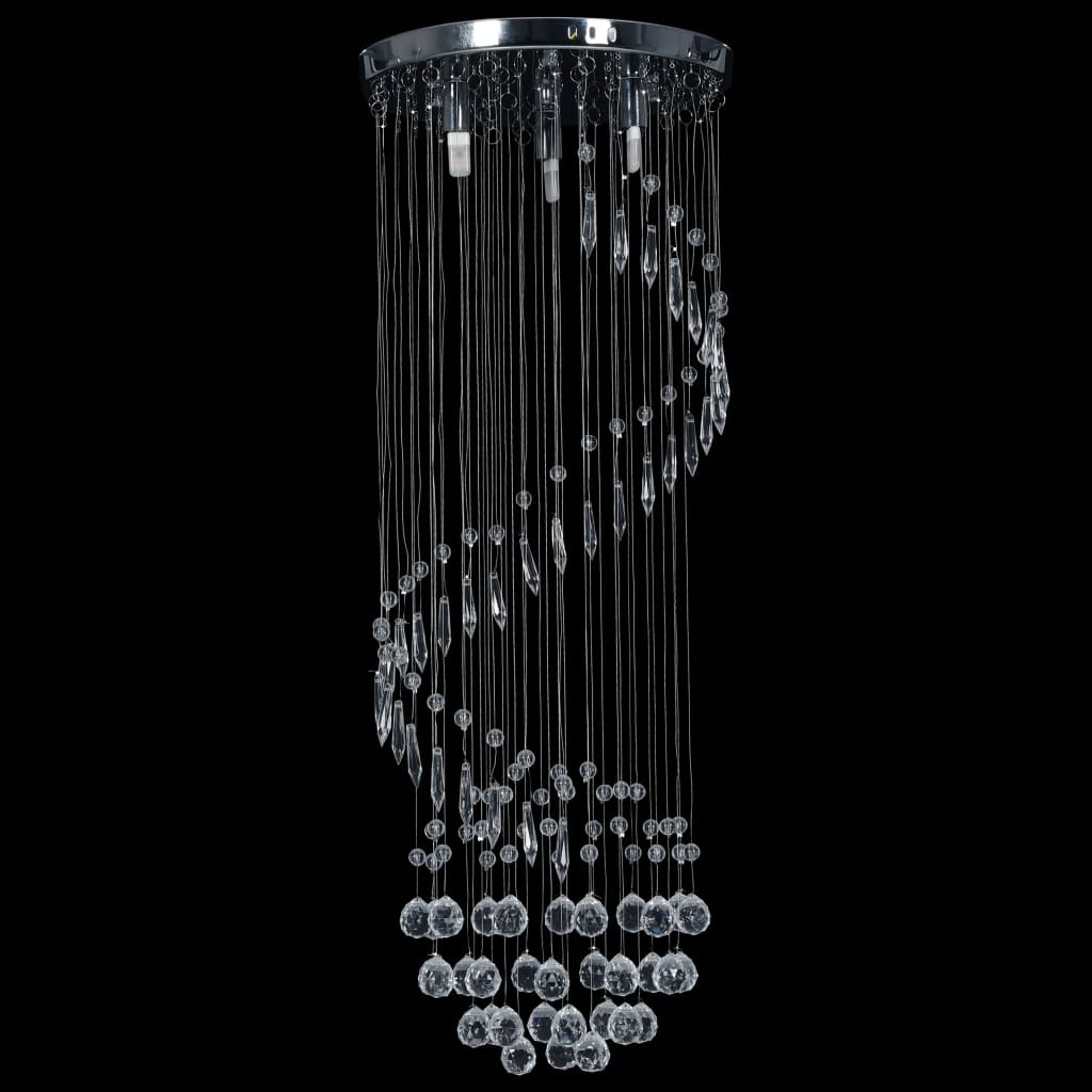 Chandelier with crystal beads, silver, spiral, G9