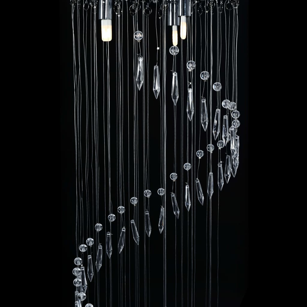 Chandelier with crystal beads, silver, spiral, G9