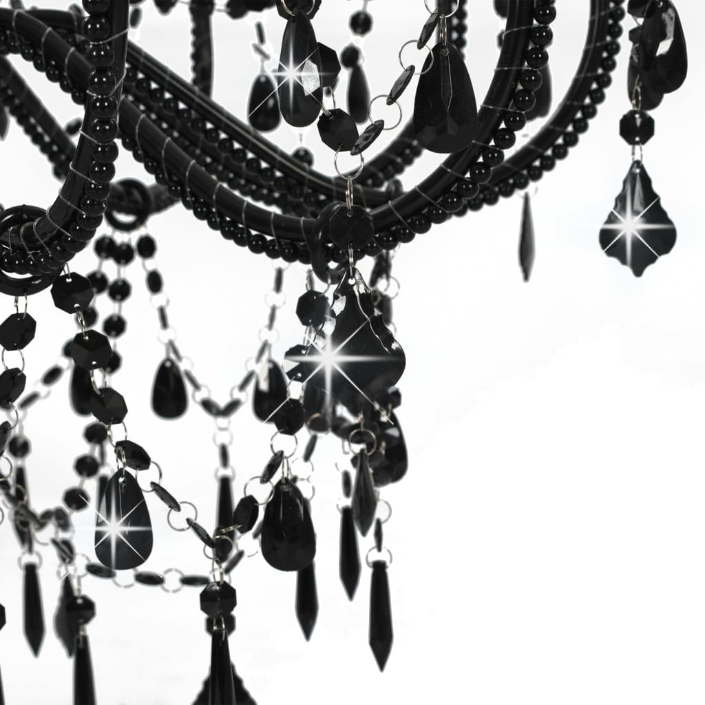 Beaded chandelier, black, 12 bulbs x E14