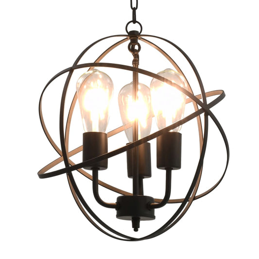 Pendant lamp, black, sphere, 3 bulbs x E27