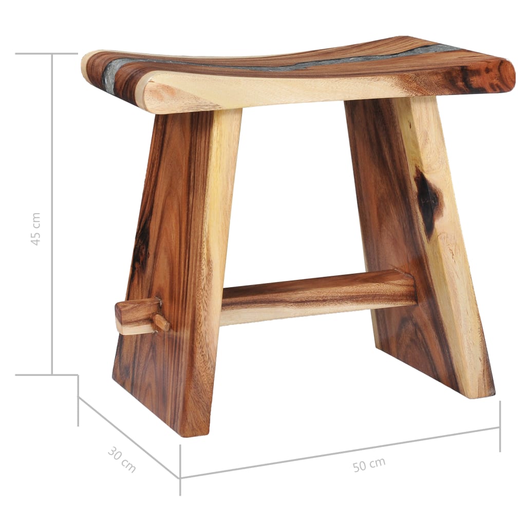 Stool made of solid beech wood and polyresin