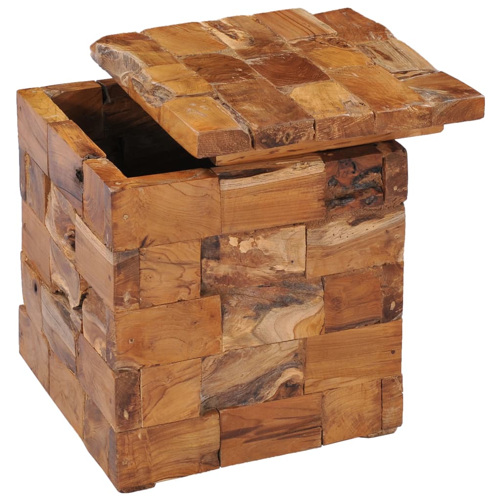 Storage stool, solid teak wood