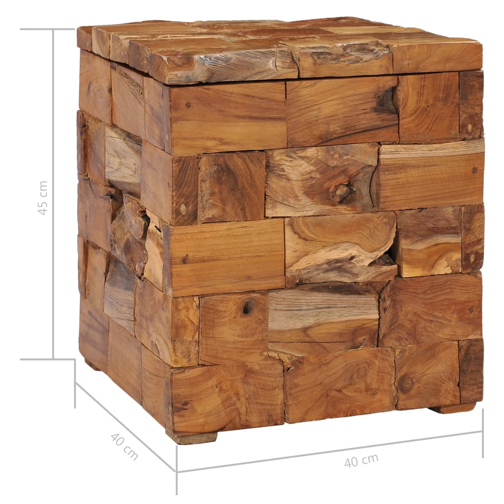 Storage stool, solid teak wood