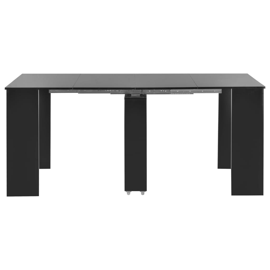 Extendable kitchen table, high-gloss black, 175x90x75 cm