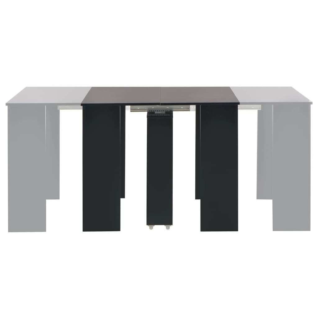 Extendable kitchen table, high-gloss black, 175x90x75 cm