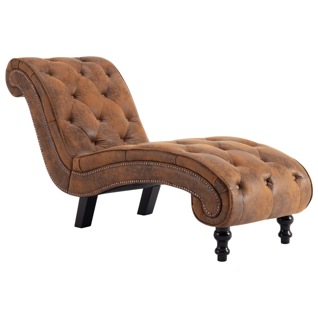 Chaise longue, brown, eco-suede