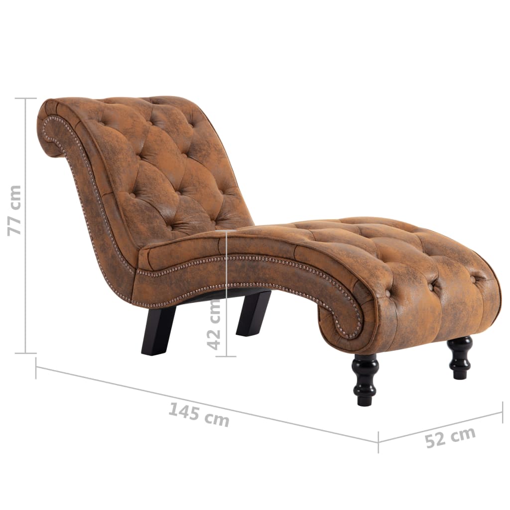 Chaise longue, brown, eco-suede