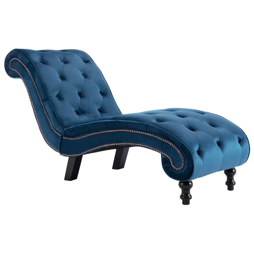 Chaise longue, blue, velvet