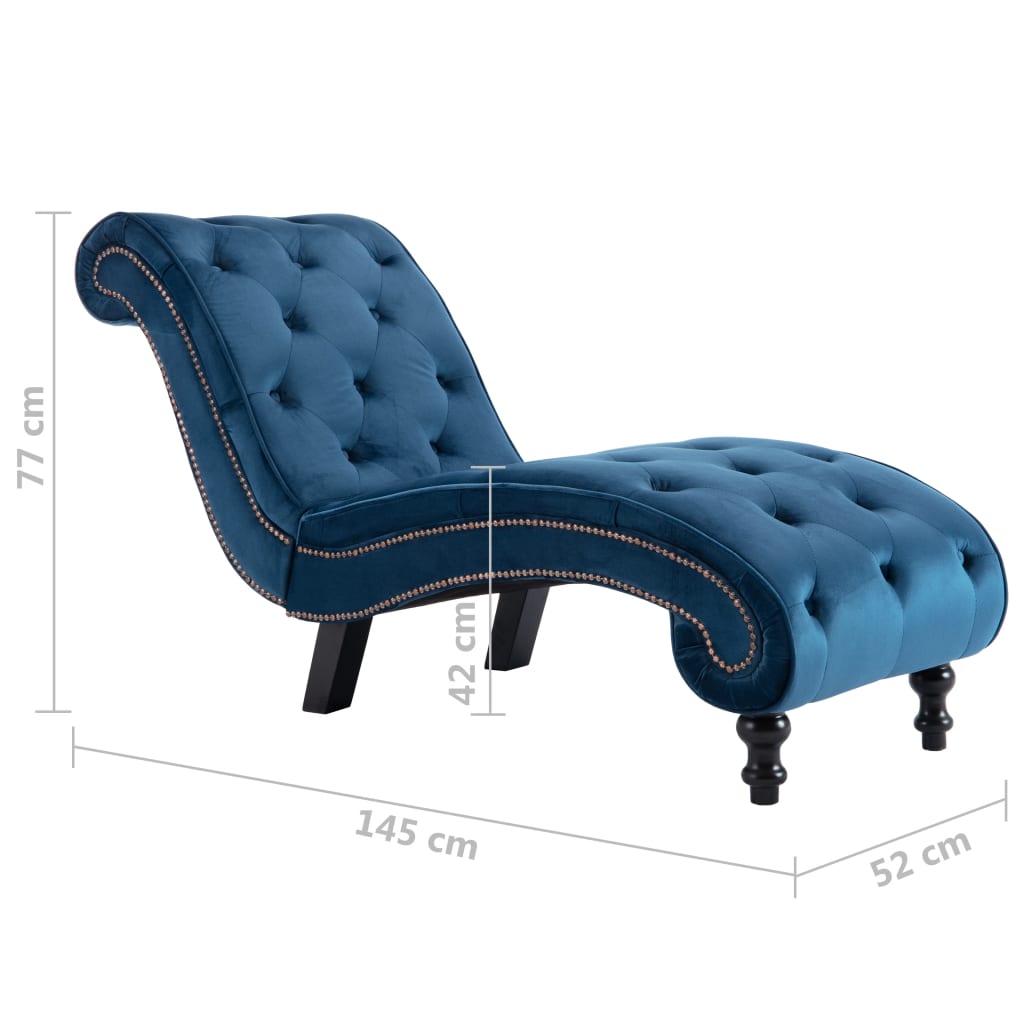 Chaise longue, blue, velvet