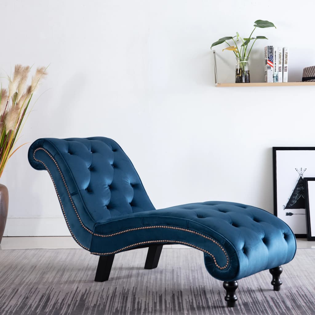 Chaise longue, blue, velvet