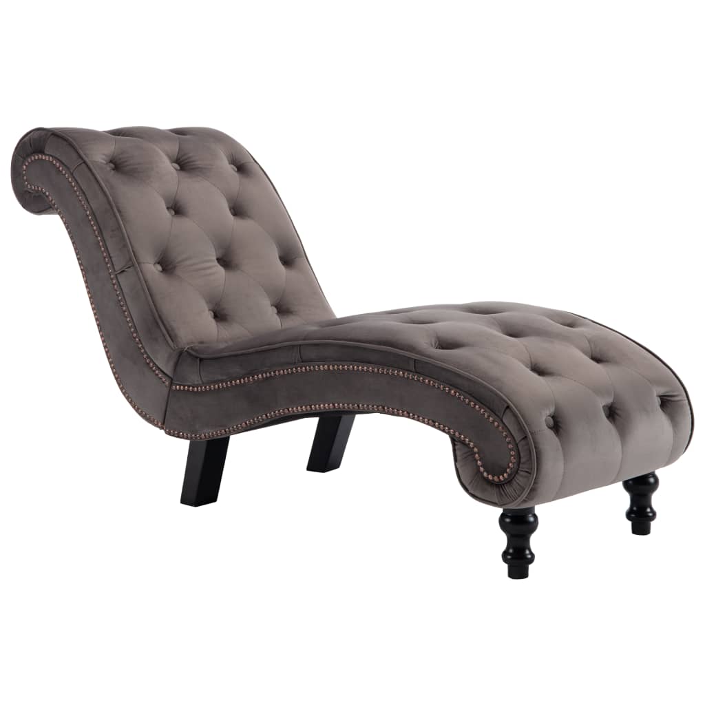 Chaise longue, grey, velvet