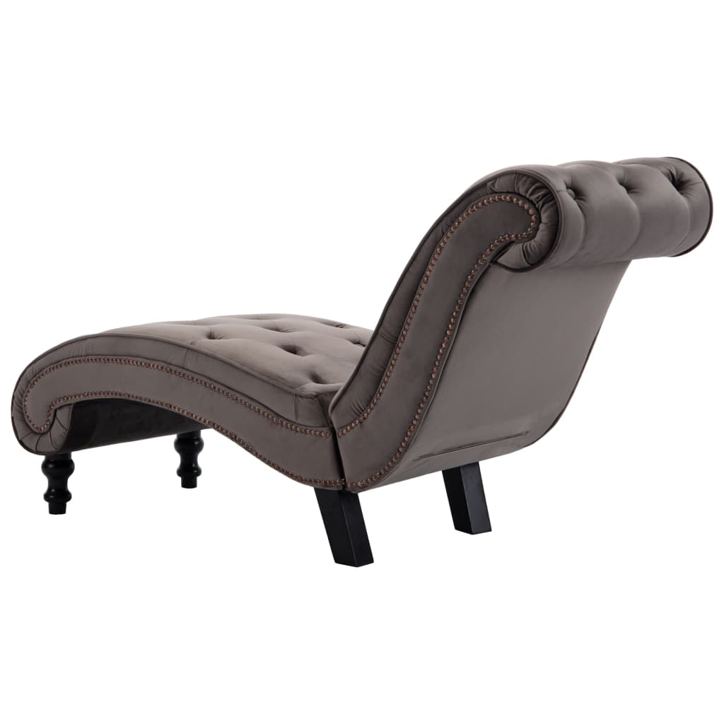 Chaise longue, grey, velvet