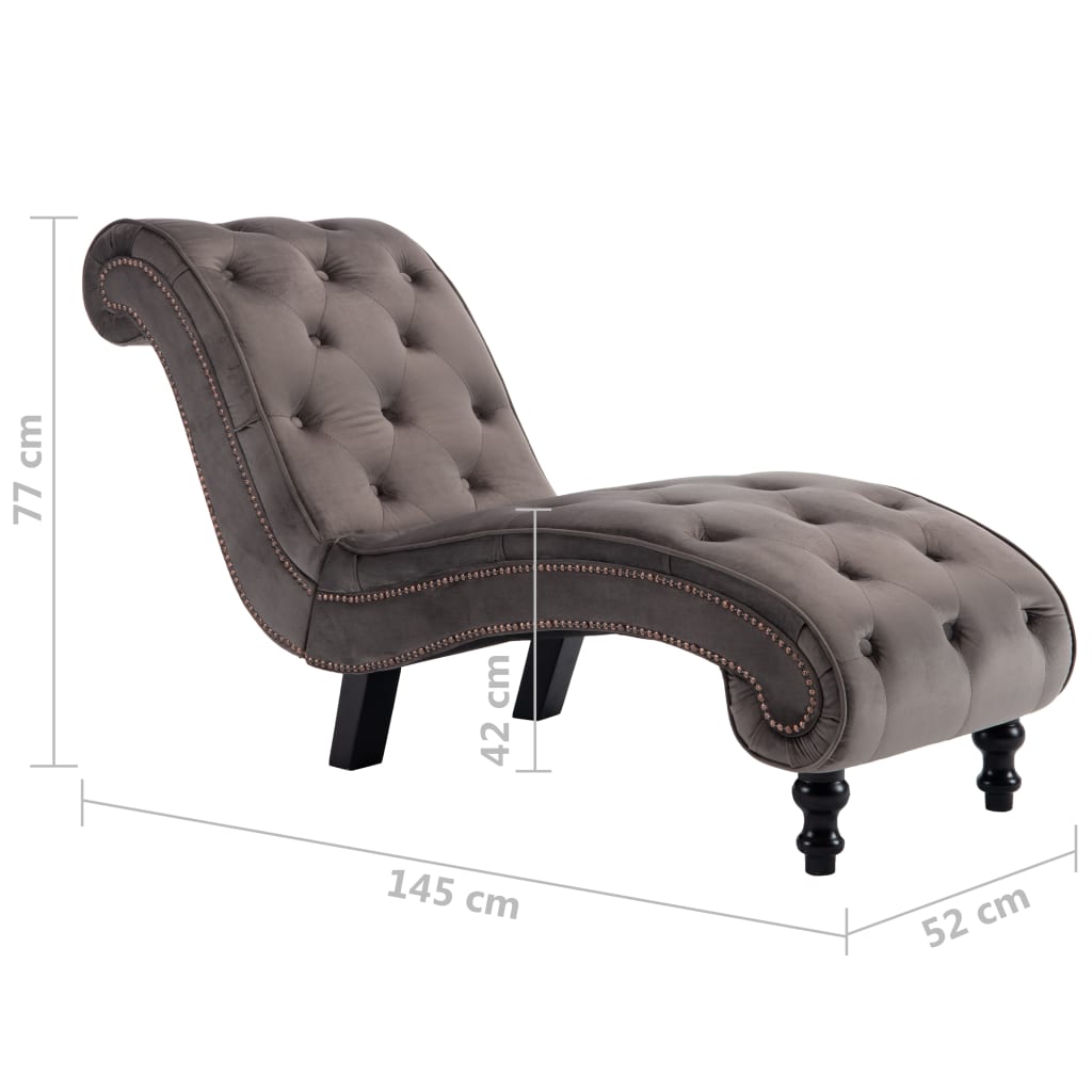 Chaise longue, grey, velvet