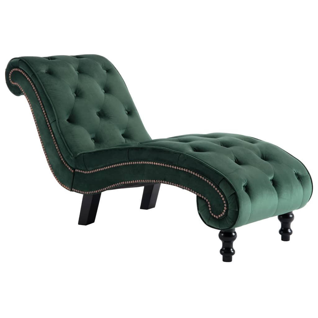 Chaise longue, green, velvet