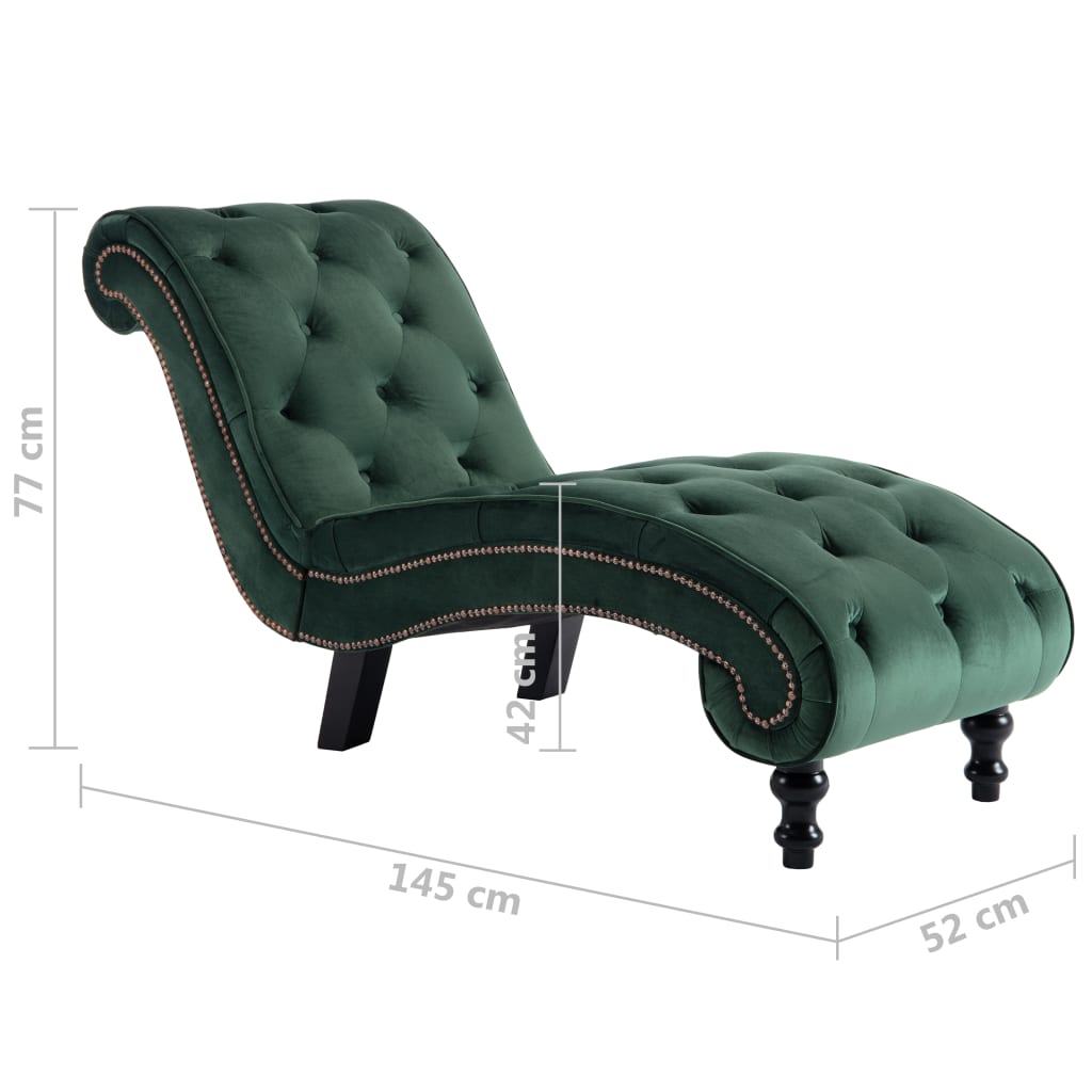 Chaise longue, green, velvet