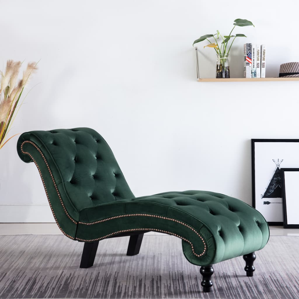 Chaise longue, green, velvet