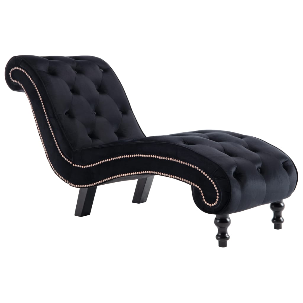 Chaise longue, black, velvet