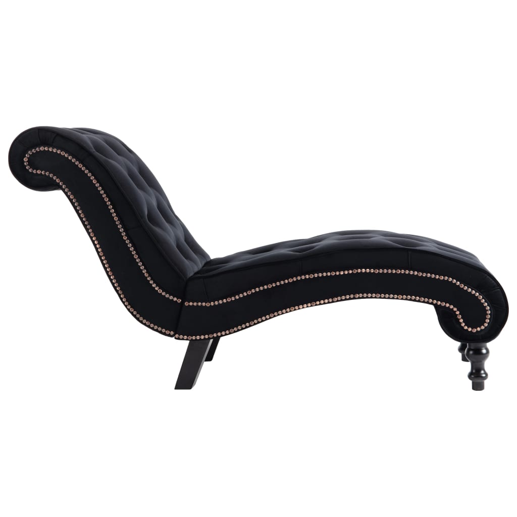 Chaise longue, black, velvet