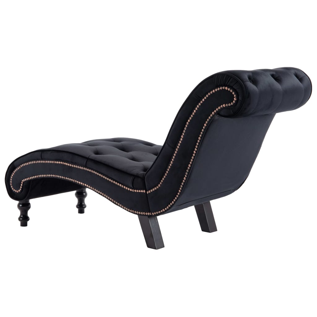 Chaise longue, black, velvet