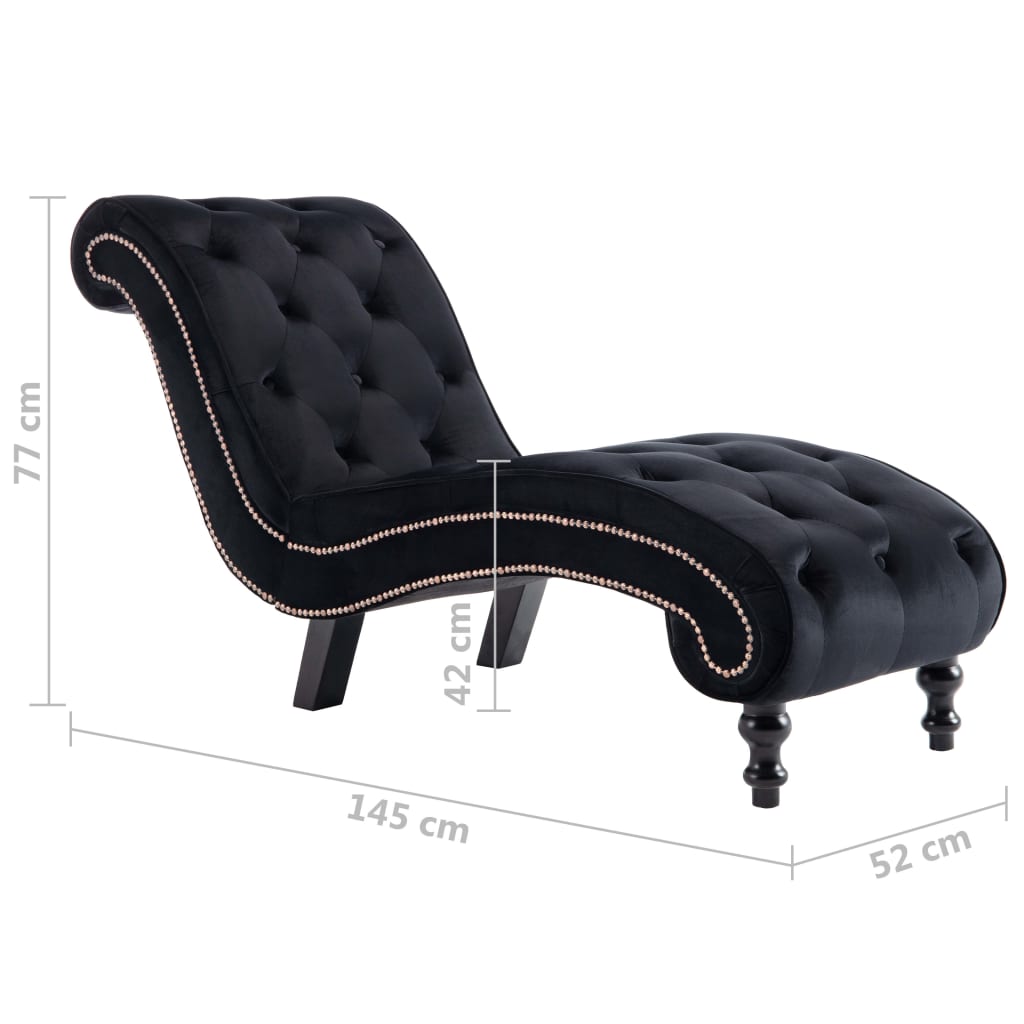 Chaise longue, black, velvet