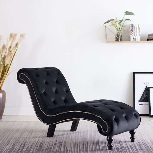 Chaise longue, black, velvet