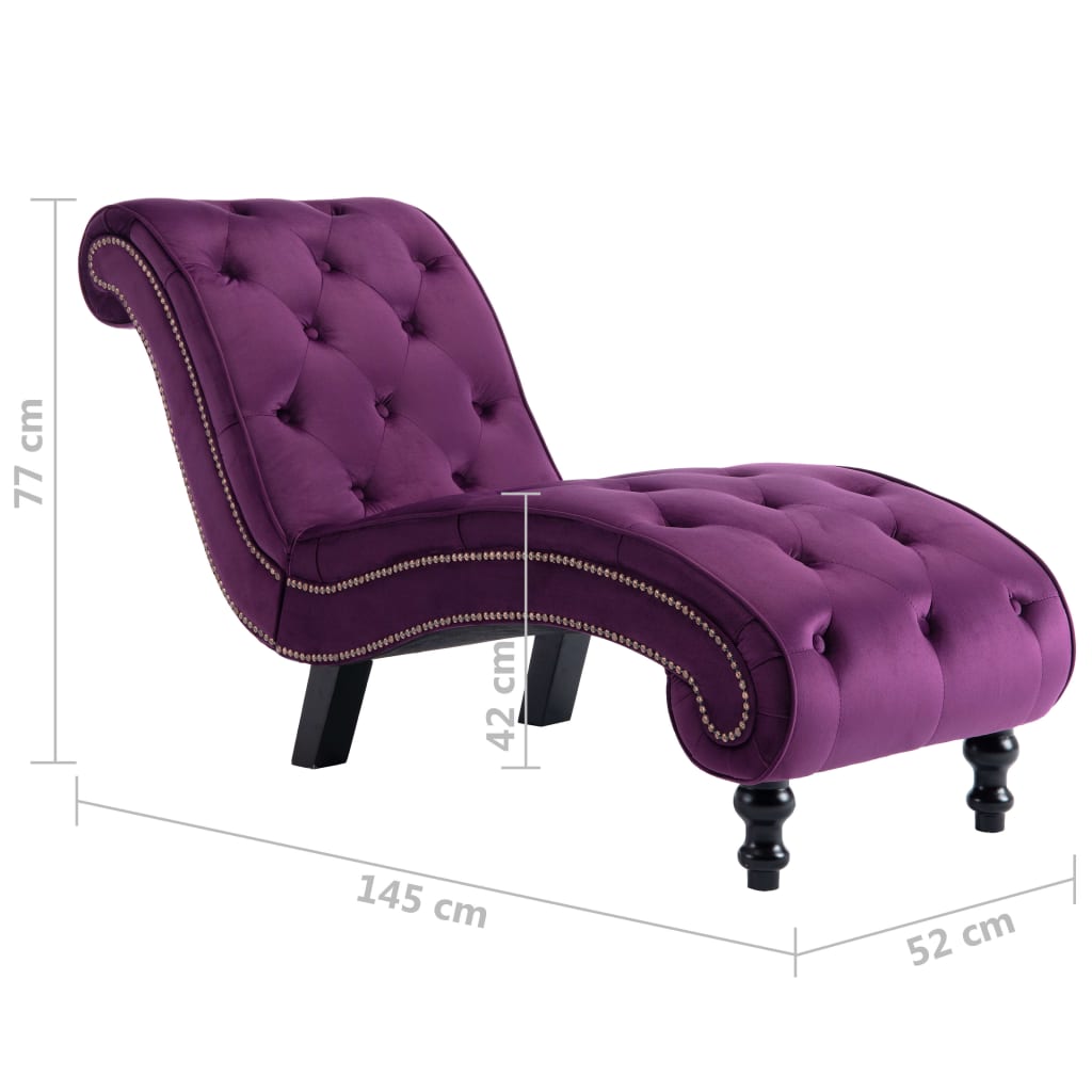 Chaise longue, purple, velvet