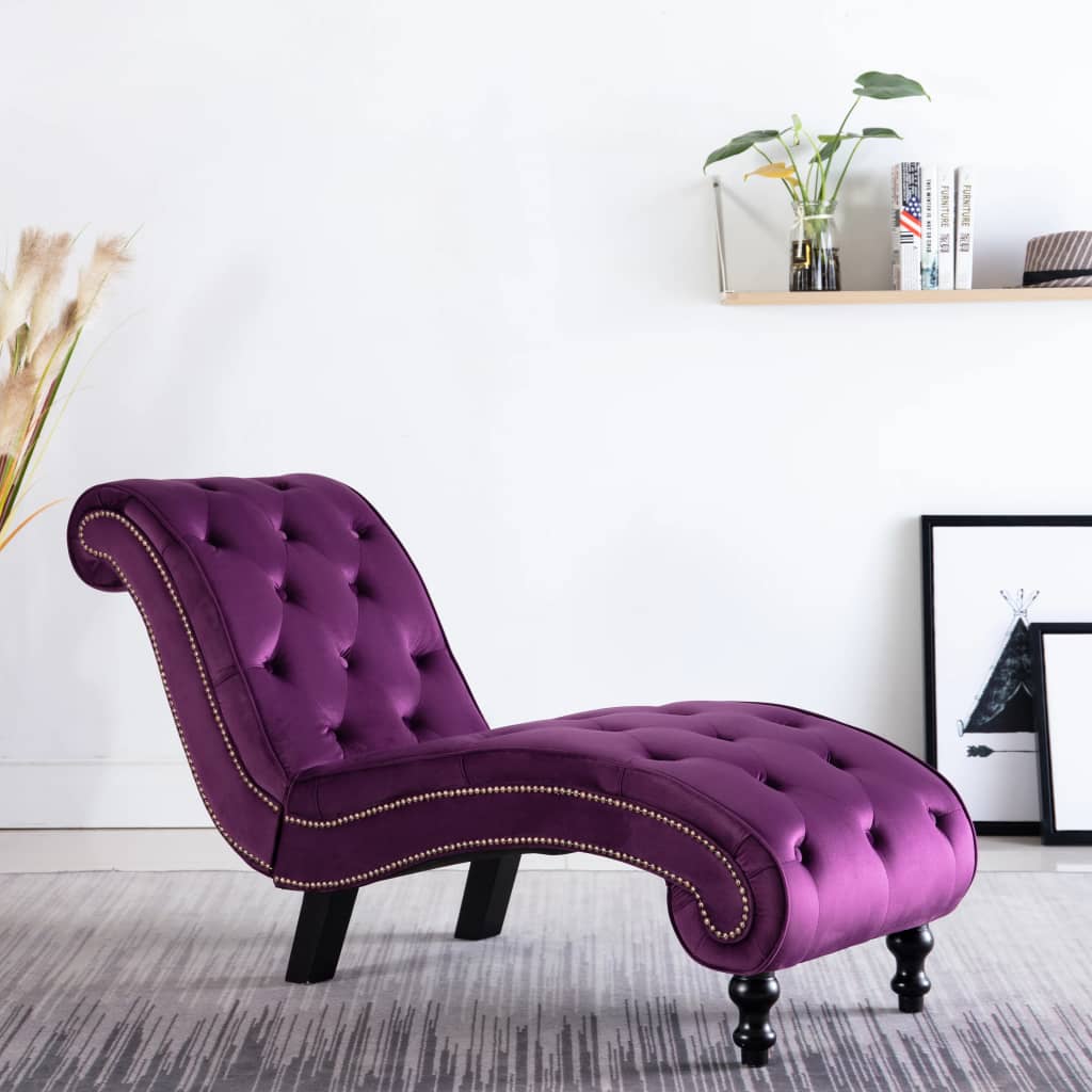 Chaise longue, purple, velvet