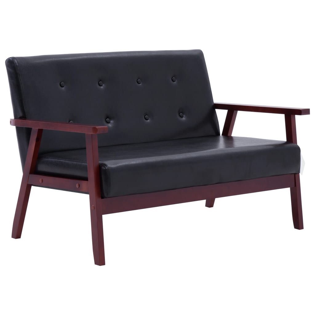 2-seater sofa, black, eco-leather