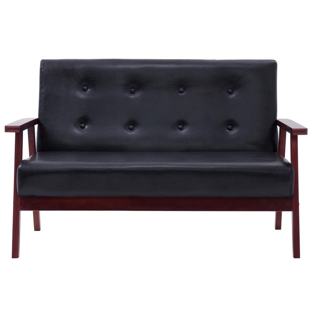 2-seater sofa, black, eco-leather