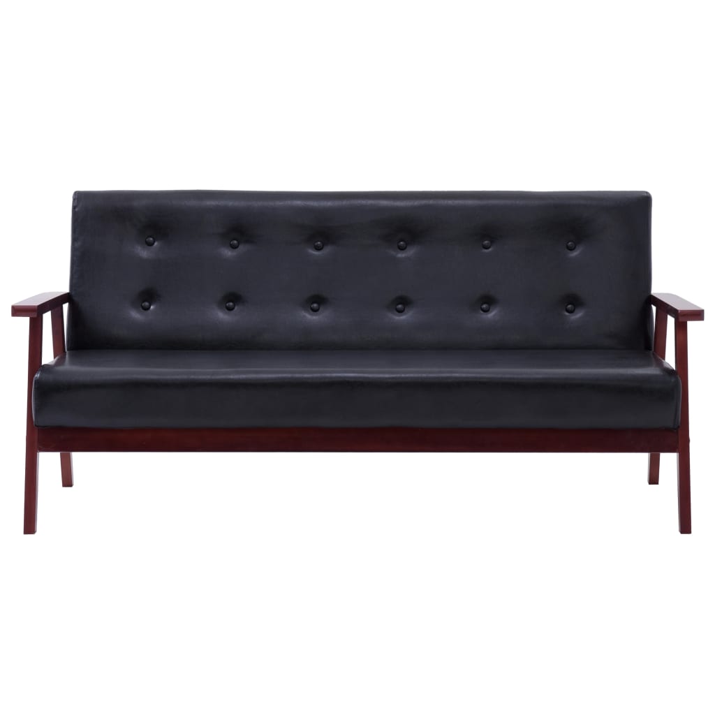 3-seater sofa, black, eco-leather