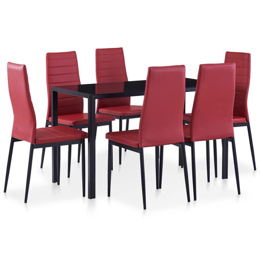 Kitchen furniture set, 7 pieces, wine red