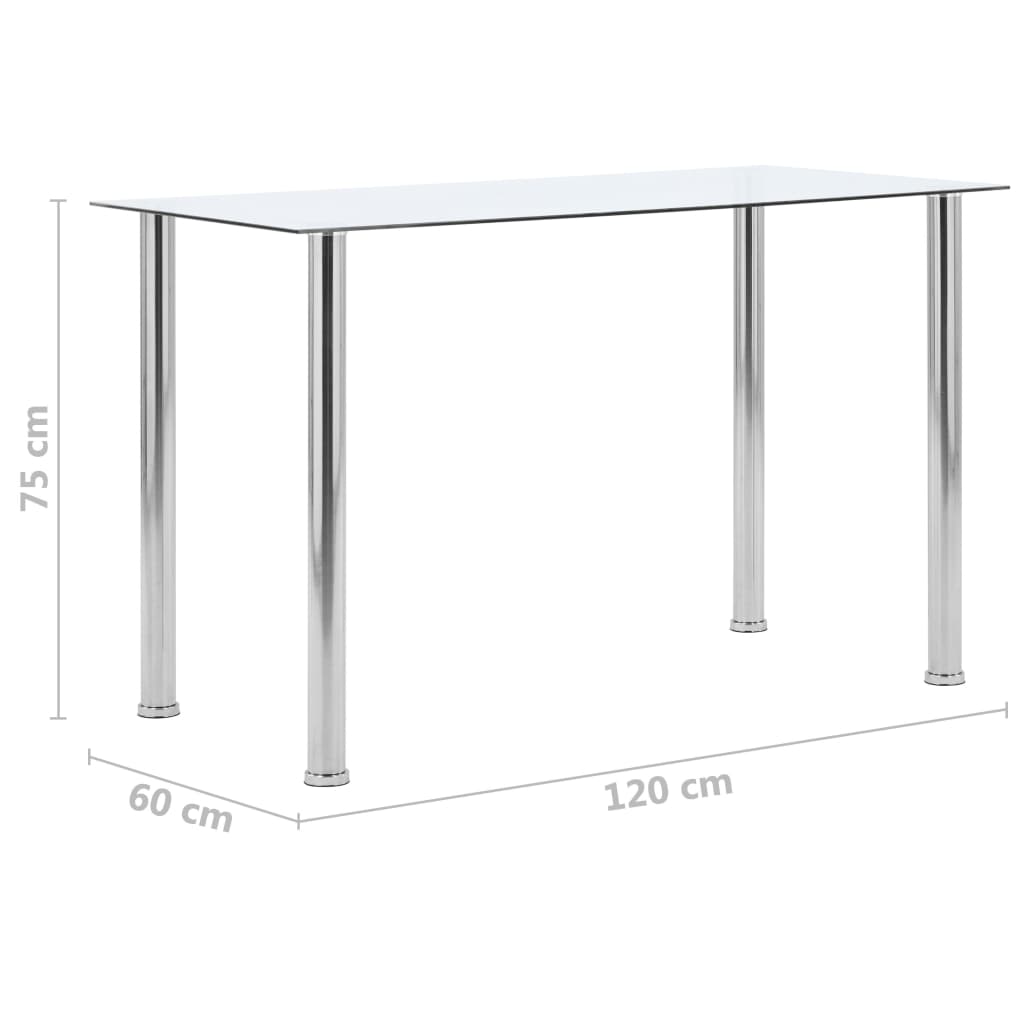 Kitchen table, transparent, 120x60x75 cm, tempered glass