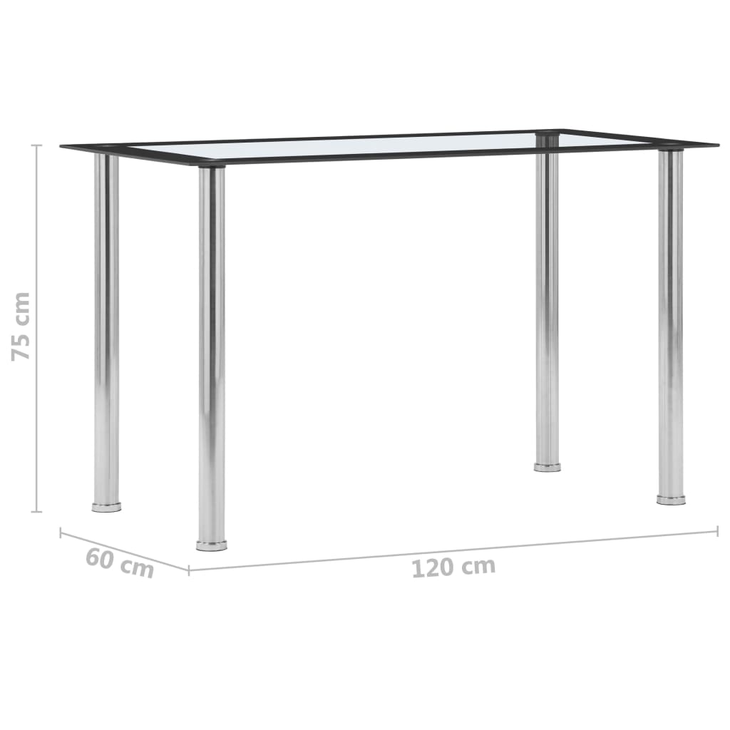 Kitchen table, black/transparent, 120 x 60 x 75 cm, glass