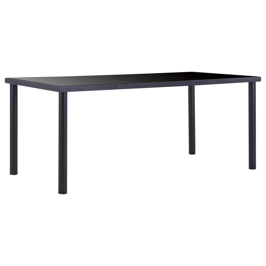 Kitchen table, black, 180 x 90 x 75 cm, tempered glass