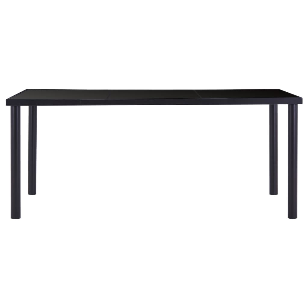 Kitchen table, black, 180 x 90 x 75 cm, tempered glass