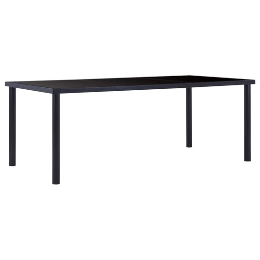 Kitchen table, black, 200 x 100 x 75 cm, tempered glass