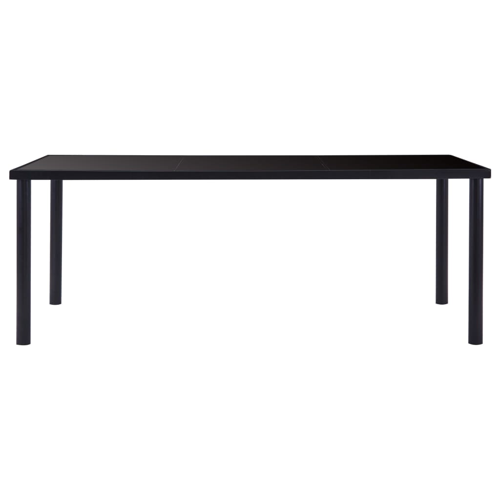 Kitchen table, black, 200 x 100 x 75 cm, tempered glass