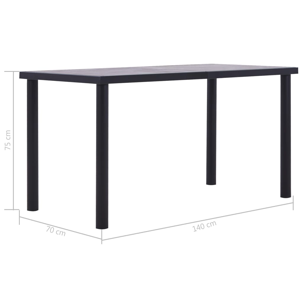 Kitchen table, black &amp; concrete grey, 140 x 70 x 75 cm, MDF