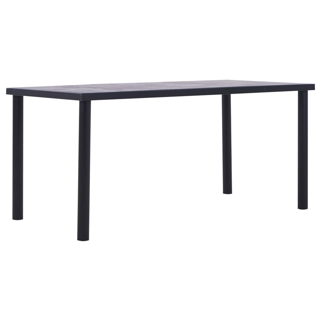 Kitchen table, black &amp; concrete grey, 160 x 80 x 75 cm, MDF